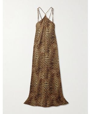 Melissa Odabash Sage Leopard-Print Voile Halterneck Maxi Dress - Natural