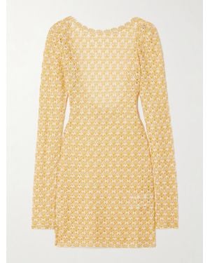 Missoni Scalloped Metallic Crochet-Knit Mini Dress - Natural