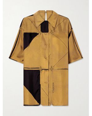 Calvin Klein Elowen Patchwork Silk-Twill Shirt - Yellow
