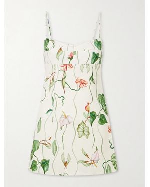 Cara Cara Cherry Printed Linen Mini Dress - White