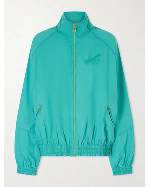 Willy Chavarria Ruff Rider Embroidered Cotton Zip-Up Track Jacket - Blue
