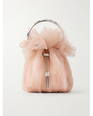 Jimmy Choo Bon Bon Mini Gathered Tulle Top-Handle - Natural