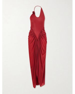 Maygel Coronel Vestalia Draped Jersey Maxi Dress - Red