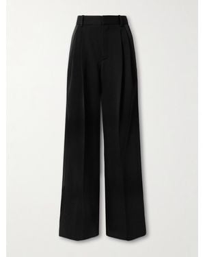 Saint Laurent Grain De Poudre Wool Wide-Leg Pants - Black