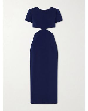 Carolina Herrera Bow-Embellished Cut-Out Crepe Midi Dress - Blue