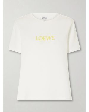 Loewe Anagram-Embroidered Cotton-Blend T-Shirt - Natural