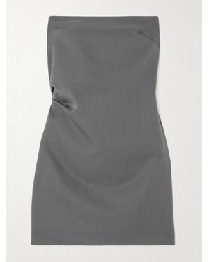 St. Agni + Net Sustain Strapless Cutout Wool-blend Twill Mini Dress - Grey