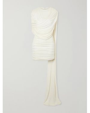 Ilkyaz Ozel Khara Gathered Satin-Jersey Mini Dress - White