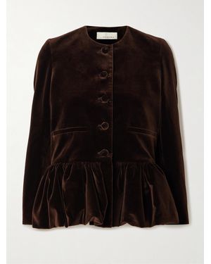 LIBEROWE Cotton-Velvet Peplum Jacket - Black