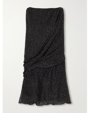 SIR. Arisa Polka-Dots Draped Silk-Chiffon Mini Dress - Black