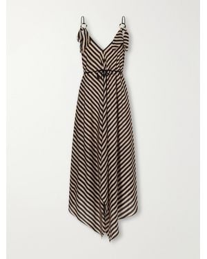 Zimmermann Fairlight Tie-Detailed Striped Silk Midi Dress - White