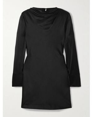 Veronica de Piante Amal Draped Silk-Blend Satin Mini Dress - Black