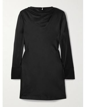 Veronica de Piante Amal Draped Silk-Blend Satin Mini Dress - Black
