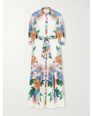 Borgo De Nor Bianca Linen-Blend Floral Midi Dress - White