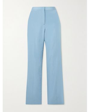 Brioni Silk And Cotton-Blend Straight-Leg Trousers - Blue