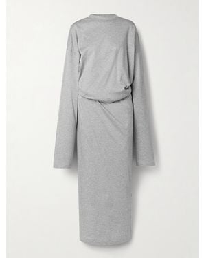 Marie Adam-Leenaerdt Spiral Cotton-Jersey Wrap Midi Dress - Grey