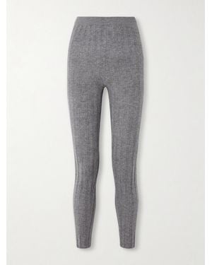 The Elder Statesman Ribbed Cashmere Leggings - Gray