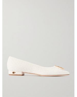 Jennifer Chamandi Lorenzo 20 Embellished Tweed Point-Toe Court Shoes - Natural