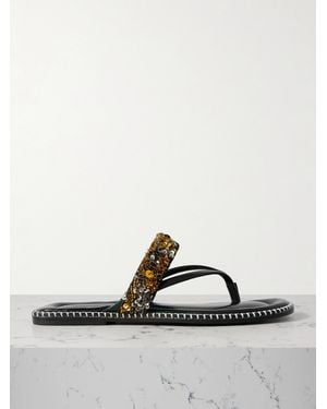 Dries Van Noten Embellished Whipstitched Leather Sandals - Green