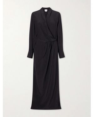 Sa Su Phi Criss Cross Polka-Dot Silk Crepe De Chine Maxi Dress - Blue