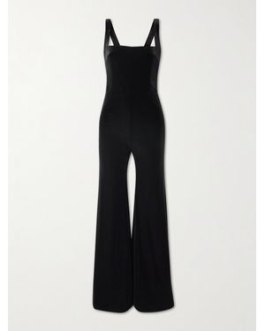 Galvan London Vesper Satin-Trimmed Velvet Jumpsuit - Black