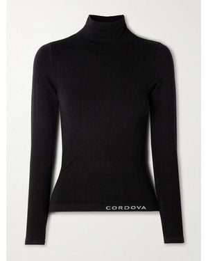 CORDOVA Sol Ribbed Stretch-Jersey Turtleneck Top - Noir