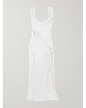 Alessandra Rich Robe Aus Seidenchiffon Mit Rüschen - Weiß