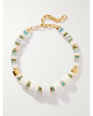 Lizzie Fortunato Granada-Plated, Bone And Beaded Necklace - White
