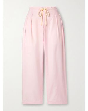 Maria McManus Pleated Organic Cotton-Poplin Tapered Trousers - Pink