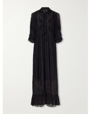 Anna Sui Tie-Detailed Ruffled Lace Midi Dress - Black