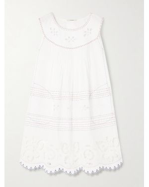 Vita Kin Cleo Pintucked Broderie Anglaise Cotton-Batiste Mini Dress - White