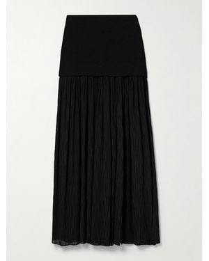 Proenza Schouler Paige Pleated Crepon And Stretch-Knit Maxi Skirt - Black