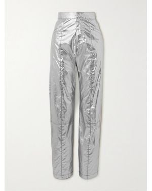 Isabel Marant Anea Panelled Metallic Coated Cotton-Blend Trousers - Grey