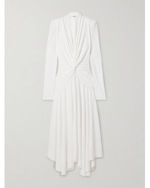 Interior The Aria Asymmetric Twist-Front Crepe Maxi Dress - White