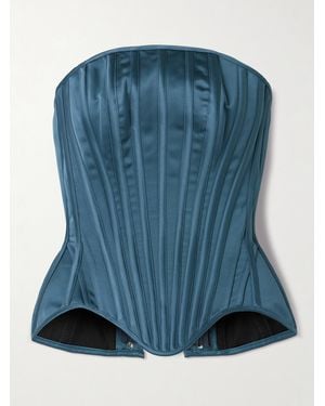 Wiederhoeft Julie Strapless Recycled Duchesse-Satin Bustier Top - Blue