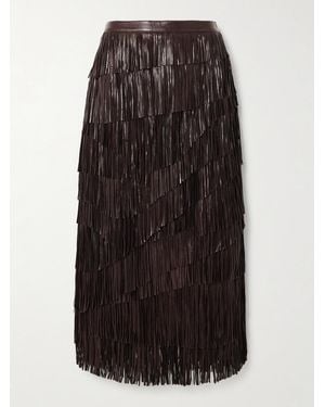 Ulla Johnson Therese Fringed Leather Skirt - Black