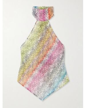 Missoni Mare Printed Cotton And Silk-Blend Halterneck Top - White