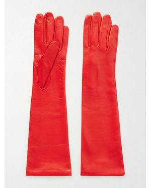 Nour Hammour Leather Gloves - Red