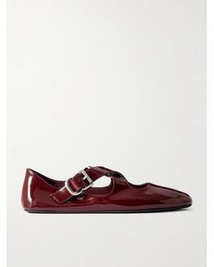 Alaïa Criss Cross Patent-Leather Ballet Flats - Red