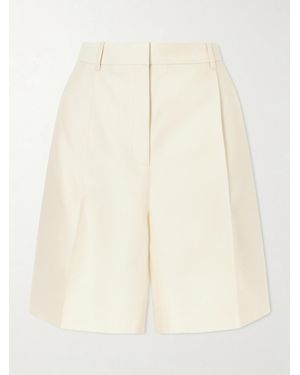 KHAITE Auggie Pleated Wool And Silk-Blend Shorts - Natural