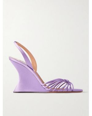 Aquazzura Serenity 95 Satin Wedge Sandals - Pink