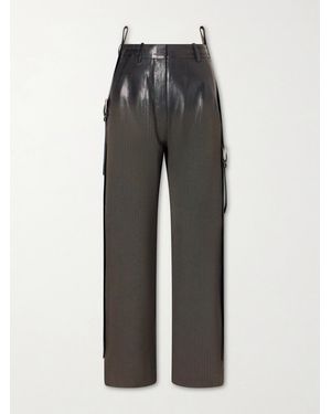 Acne Studios Puja Coated Herringbone Degradé Straight-Leg Pants - Gray