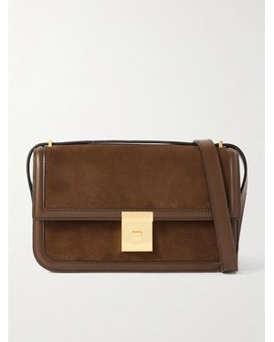 DeMellier Paris Leather-Trimmed Suede Shoulder Bag - Brown