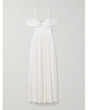 Jonathan Simkhai Amarantha Cold-Shoulder Pleated Stretch-Jersey And Knit Gown - White
