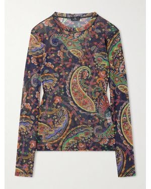 Etro Oberteil Aus Mesh Mit Paisley-Print - Grau