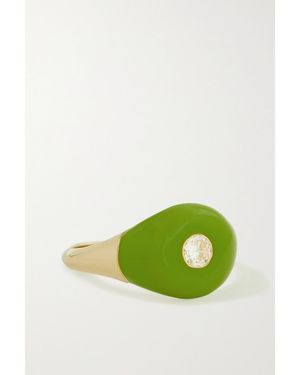 Charms Company Les Bonbons 14-Karat, Enamel And Quartz Ring - Green