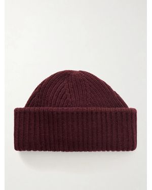 Yves Salomon Ribbed Wool And Cashmere-Blend Beanie - Red