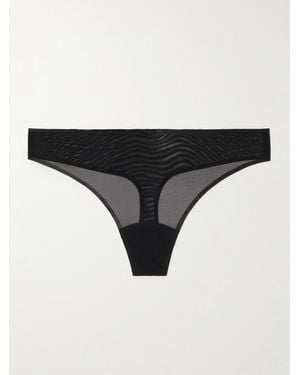 Commando Chic Mesh Thong - Schwarz
