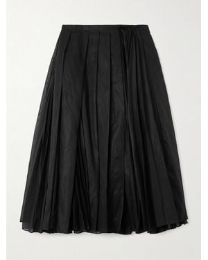 Jil Sander Pleated Cotton-Organza Midi Skirt - Black