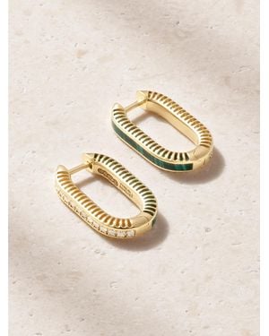 L'Atelier Nawbar Lock Ray 18-Karat, Malachite And Diamond Earrings - Natural